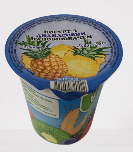 Йогурт питний ВІНЬКОВЕЦЬКИЙ СМАК ананас, 1,5%, 400 г